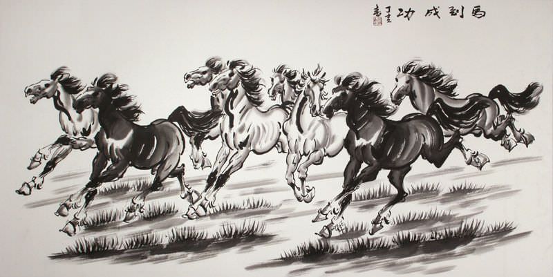 Chinese Horses Painting