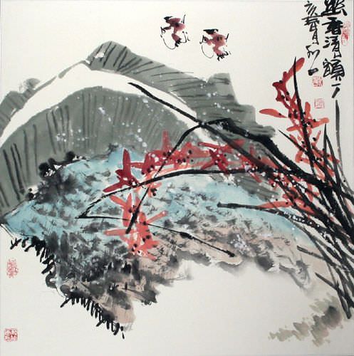 Abstract Birds and Flowers - Chinese Painting