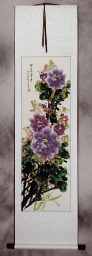 Purple Peony Flower Wall Scroll