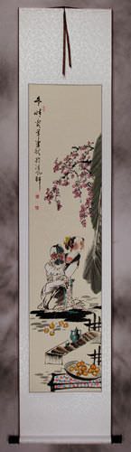 Winter Morning - Young Chinese Girl - Wall Scroll