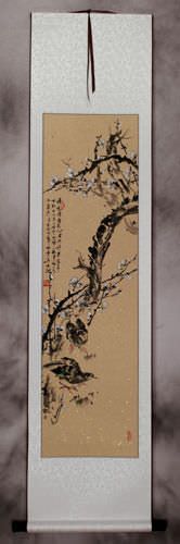 Birds and Plum Blossom Wall Scroll