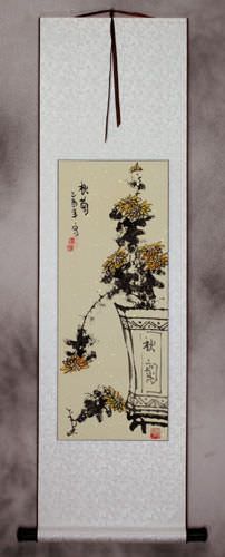 Traditional Chinese Ink Flower Wall Scroll