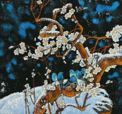 Birds and Plum Blossoms Painting