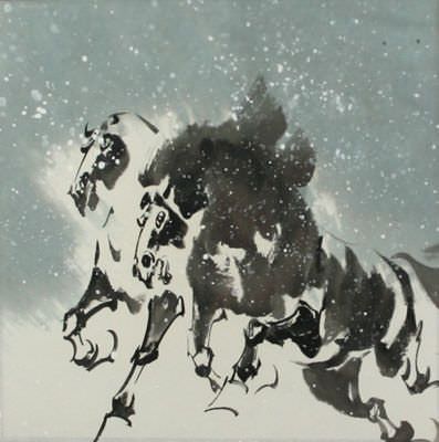 Chinese Horses in the Snow Painting