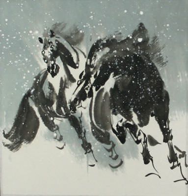 Chinese Snow Horses Painting