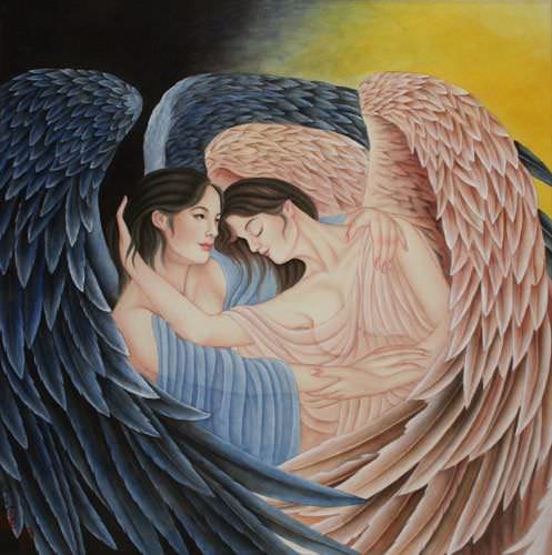 Angel Wings Embrace Painting