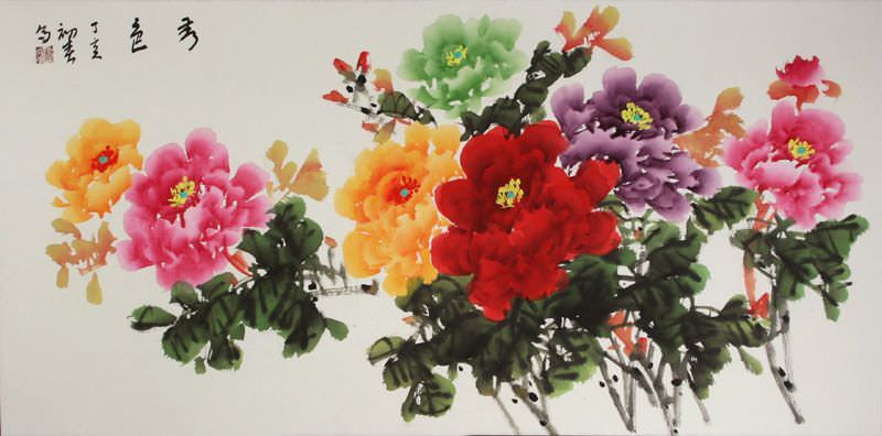 Large Peony Flower Painting