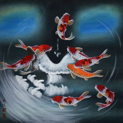 Blue Dreams Koi Fish Masterpiece Painting