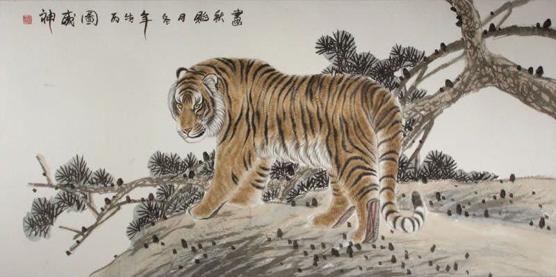 Large Chinese Tiger Painting