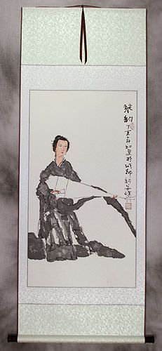 Woman and Lute Wall Scroll