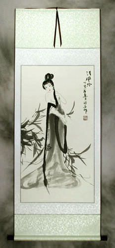 Abstract Woman Singing Chinese Scroll
