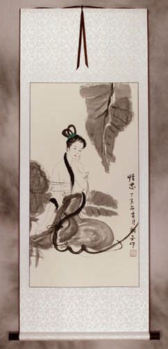 Abstract Woman Singing Chinese Scroll