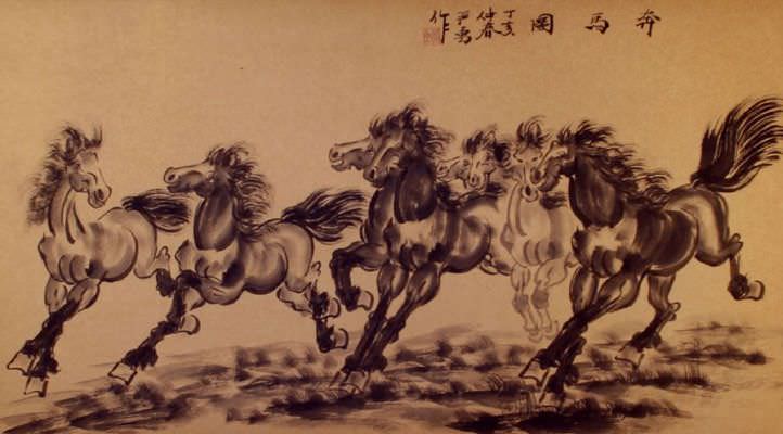 Eight Beauties - Chinese Horse Painting