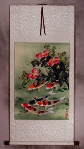 Koi Fish & Flower - Chinese Scroll