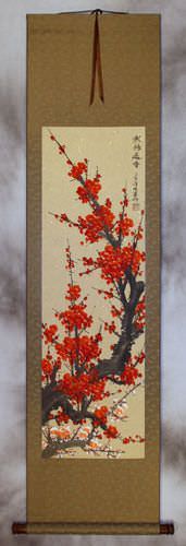 Red Plum Blossom Wall Scroll