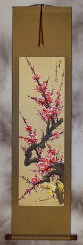 Reddish-Pink and Yellow Plum Blossom - Chinese Scroll