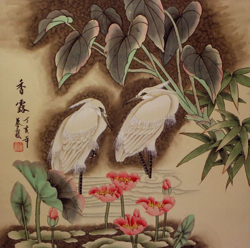 Egrets - Early Morning Dew Painting