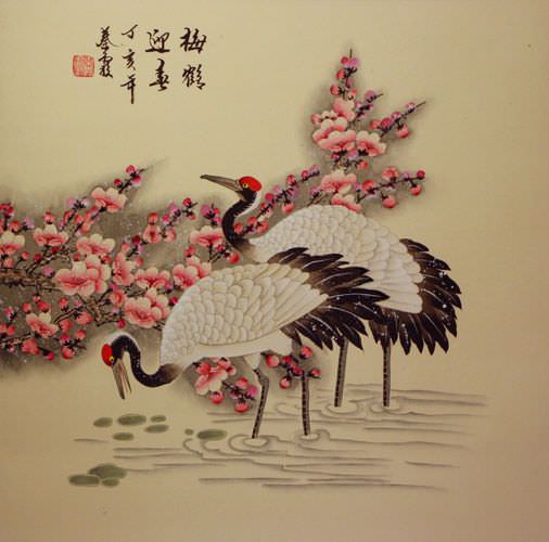 Cranes and Plum Blossoms Welcoming The Spring