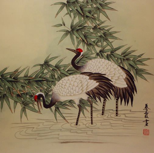 Cranes in Bamboo Painting