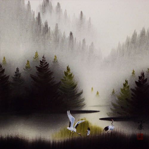 Cranes Landscape - Dawn of Spring - Asian Art Painting