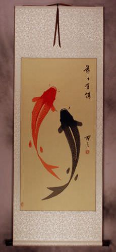 Large Yin Yang Fish Wall Scroll