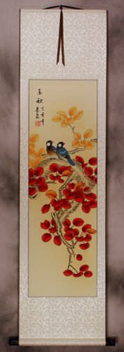Autumn Fun - Birds and Flowers Wall Scroll
