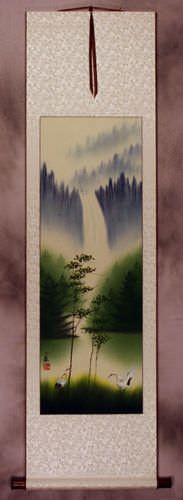 Colorful Cranes Wall Scroll