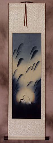 Colorful Cranes Wall Scroll