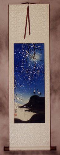 Blue Dreams Fantasy Cranes - Small Wall Scroll