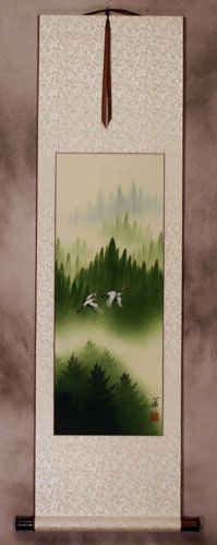 Colorful Cranes Wall Scroll