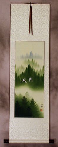 Colorful Cranes Wall Scroll