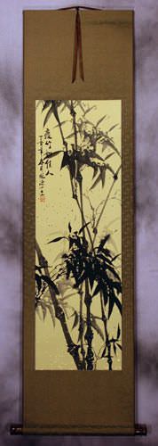 Chinese Black Ink Bamboo Wall Scroll