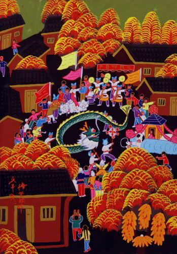Harvest Festival - Dragon Dancing - Chinese Folk Art