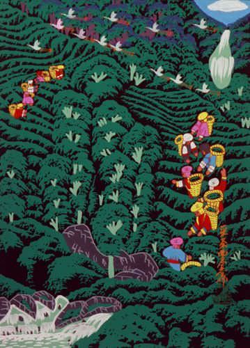 Picking Tea - Chinese Folk Art Painting