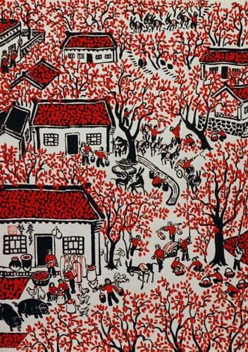Jujube Village - Chinese Folk Art Painting