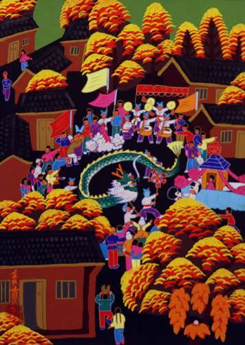 Harvest Festival - Dragon Dancing - Chinese Folk Art