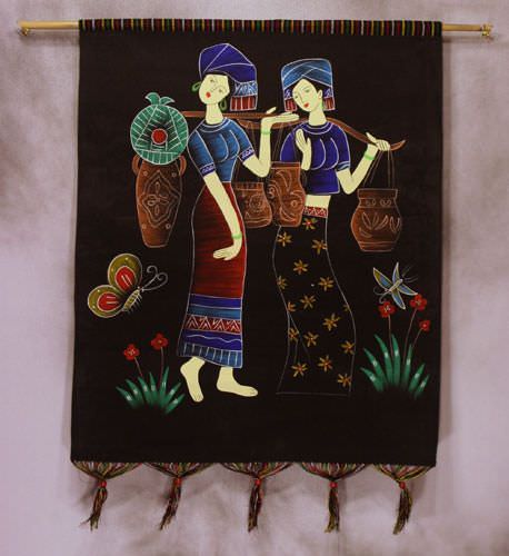 Beautiful Girls of China Painted Batik Wall Hanging