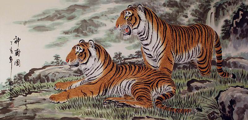 Chinese Tigers Painting