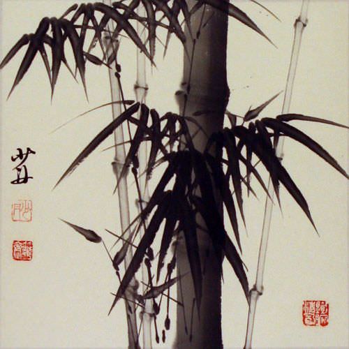 Chinese Green Bamboo Portrait - Asian Art