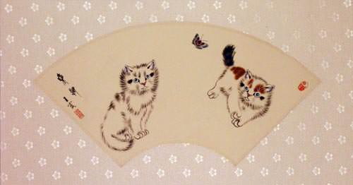 Fan-Style Kittens Painting