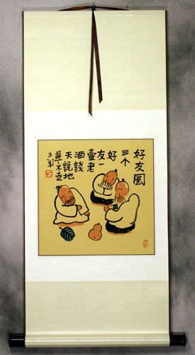 Three Friends - Chinese Philosophy Wall Scroll