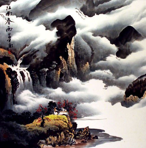 Spring Rain in Southern China - Yangtze River Landscape