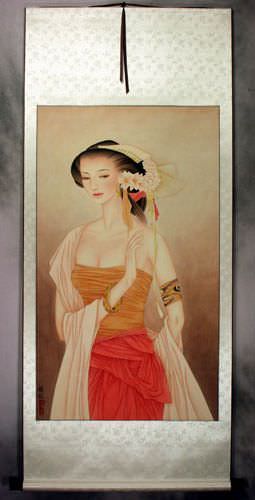 Beautiful Woman - Contemporary Chinese Art Scroll