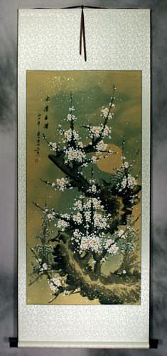 Big White Plum Blossom Wall Scroll