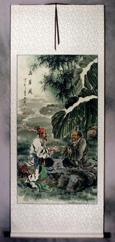 Drinking Good Tea - Ancient Style Wall Scroll