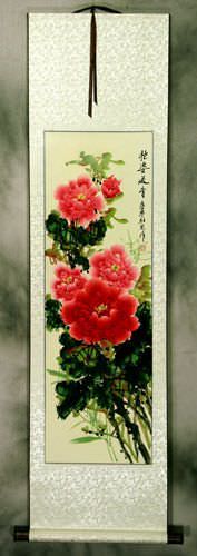 Colorful Peony Flower Wall Scroll