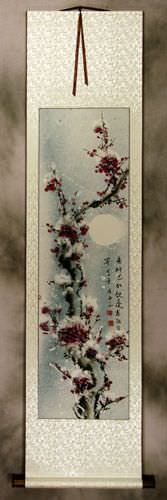 Chinese Snow Plum Blossom Wall Scroll