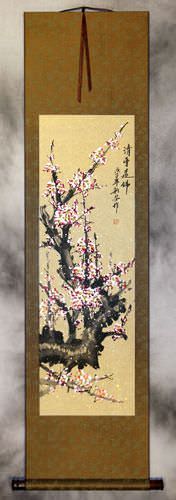 Pink Plum Blossom Wall Scroll