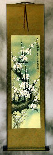 White Plum Blossom Wall Scroll