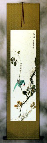 Bird Song - Parrot Bird and Flower Wall Scroll